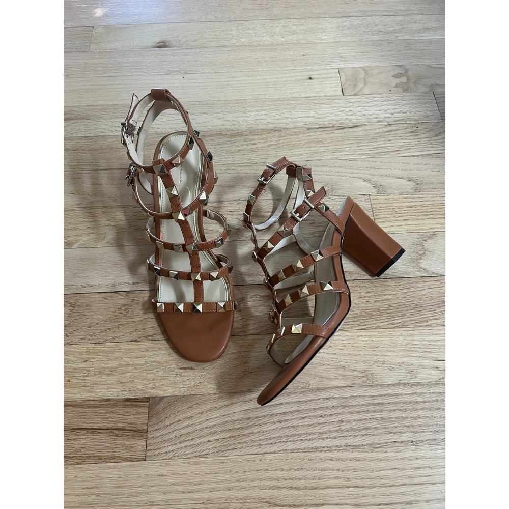 Jessica Simpson Annida Studded Gladiator Sandals Women 8.5 Brown